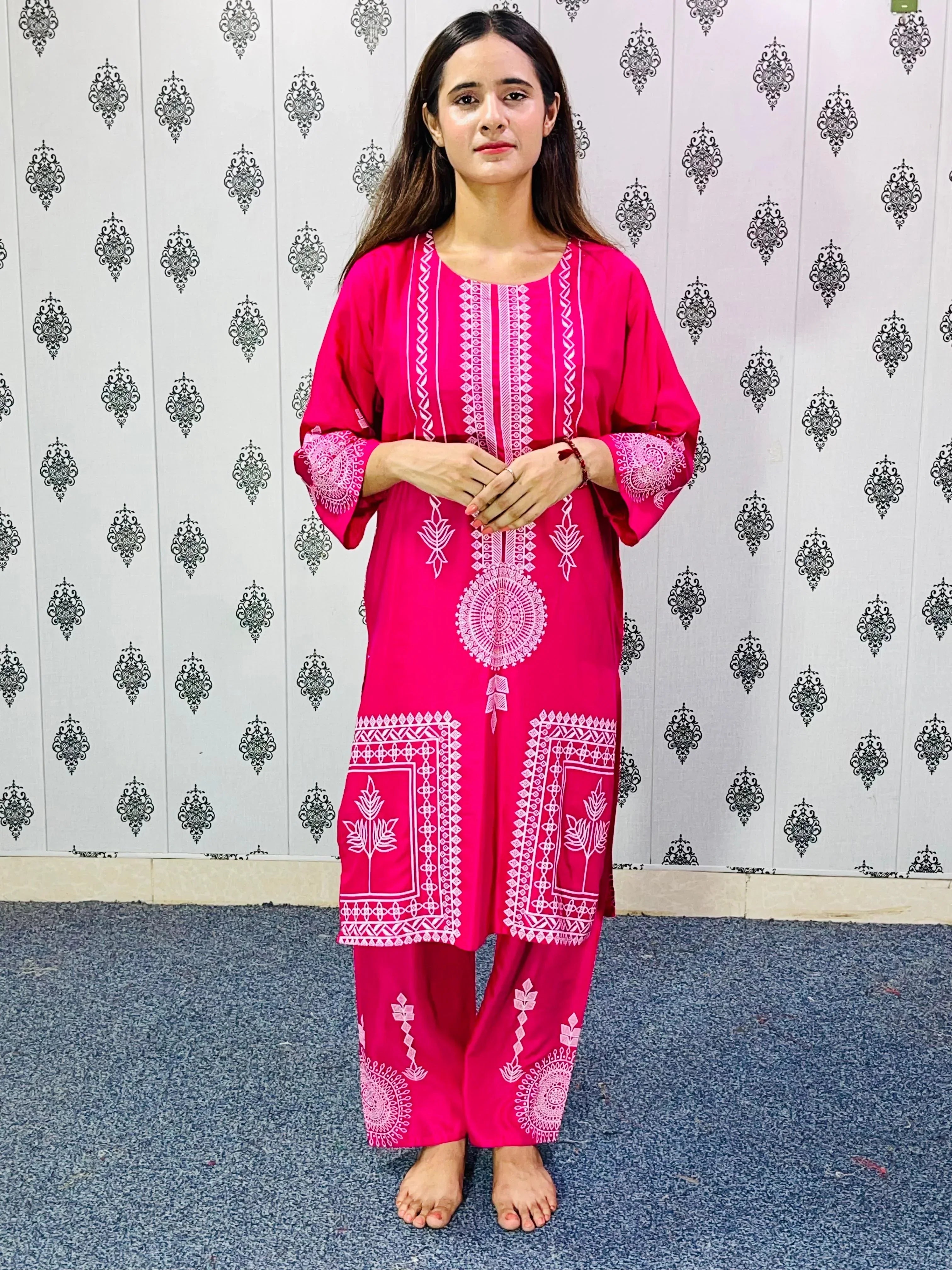 2 Pcs Women's Stitched Arabic Lawn Printed Suit with Free Home Delivery