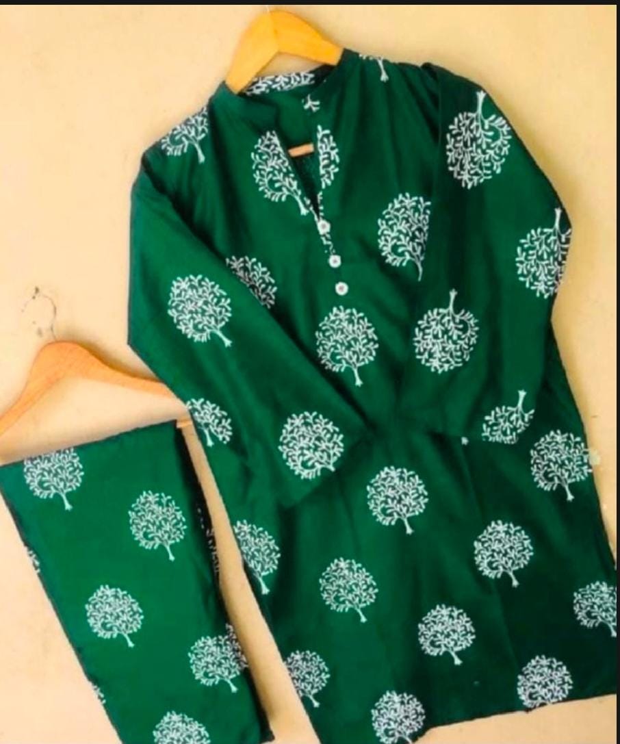 Stylish Collection Stitched Tree printed 2pc dress for women and girls